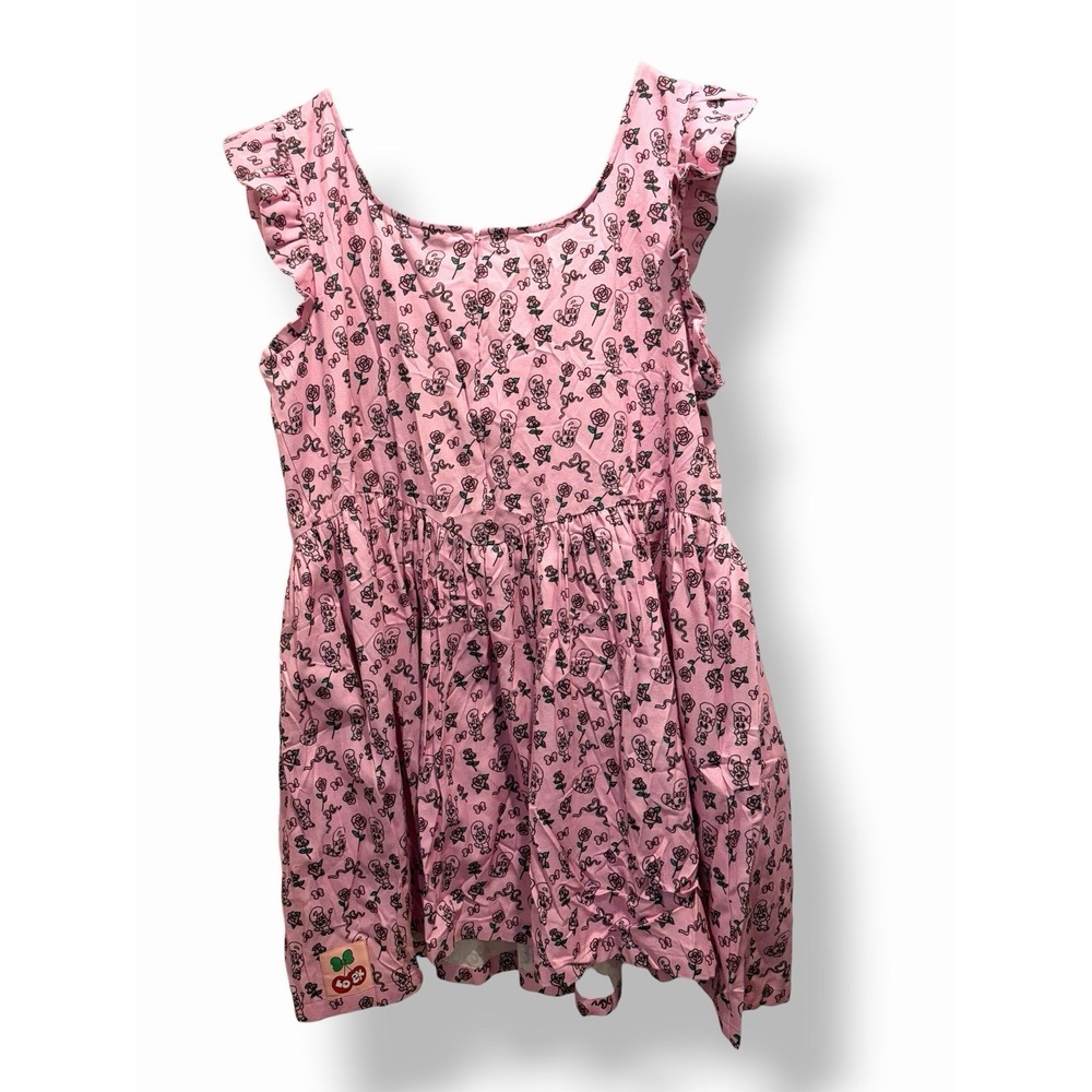Lazy Oaf Curve Dress Size 18 Pink Cartoon Print Ruffle Sleeve Mini Dress NWT - Picture 5 of 16